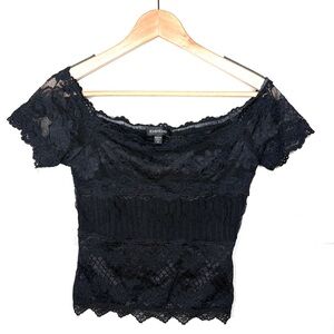 Bebe Elegant Black Lace Top size M